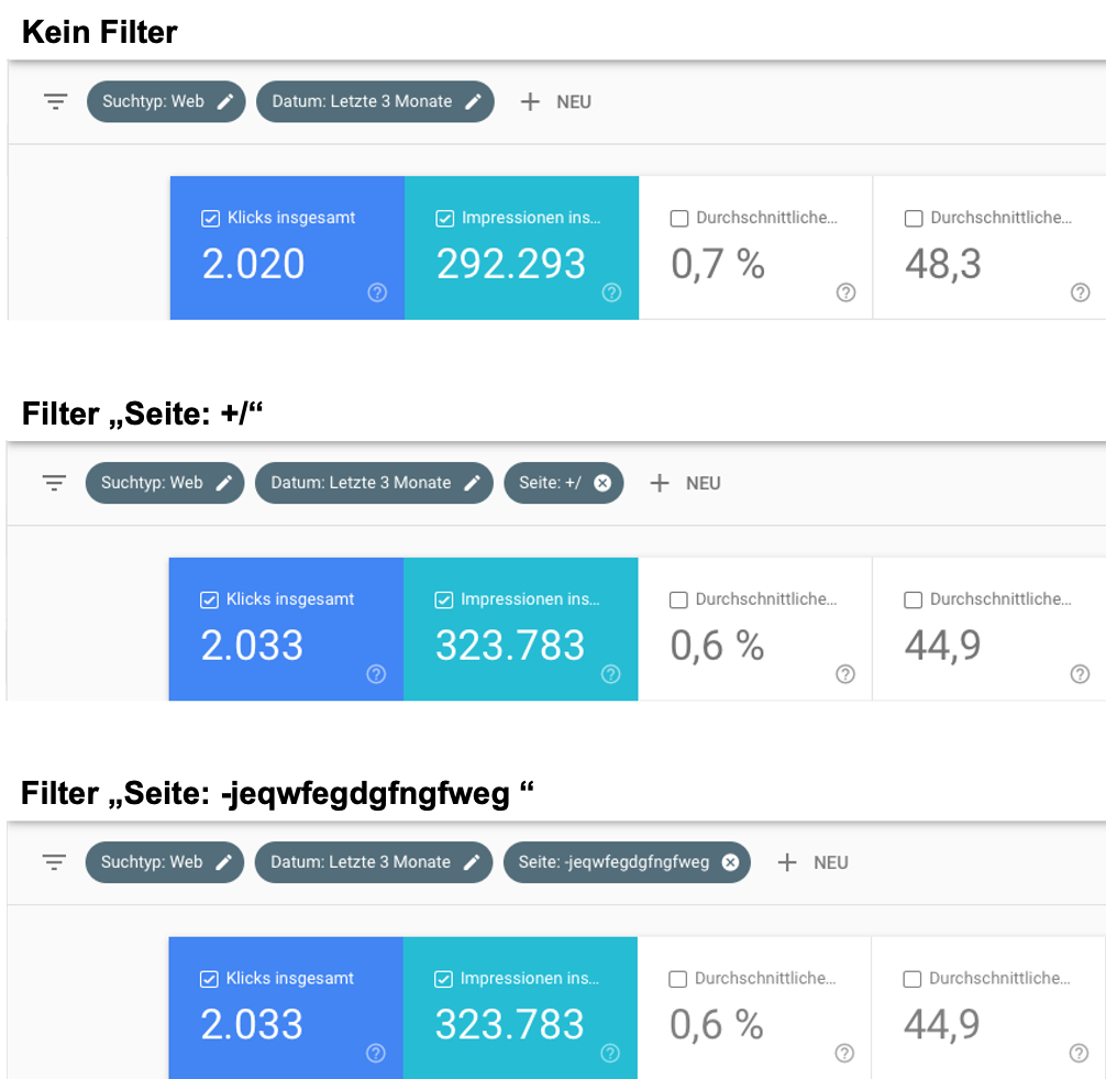 Screenshot: Seitenfilter