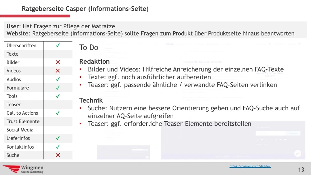 Zweites Beispiel für Optimierungen auf Infoseite