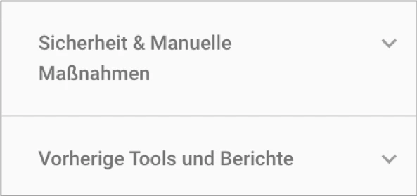 Screenshot: Menüpunkte mit inkonsistenter Schreibweise
