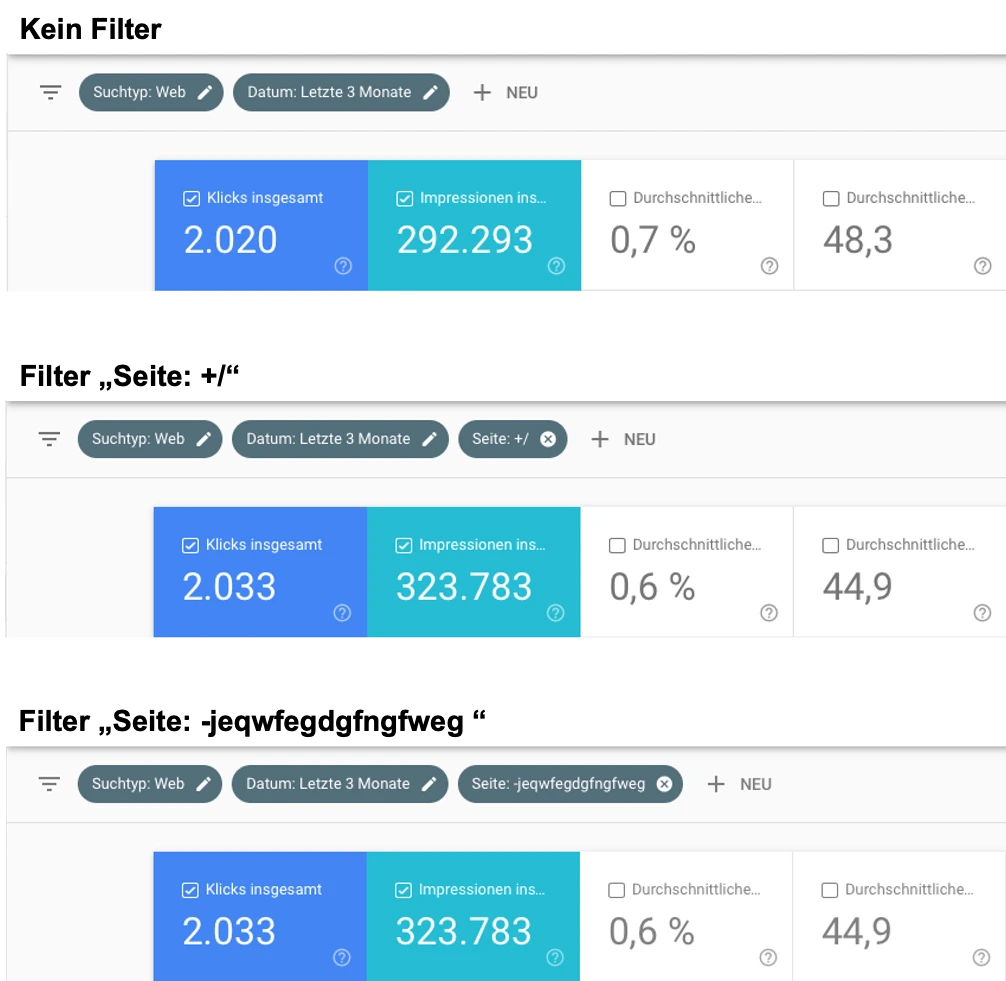 Screenshot: Seitenfilter