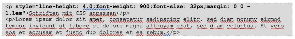 H1 mit CSS angepasst