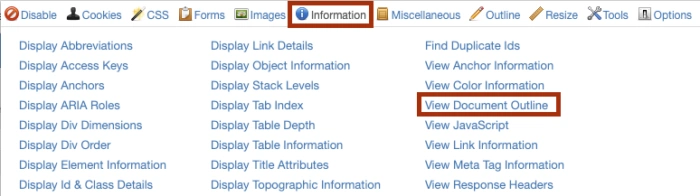 Screenshot Web Developer Toolbar