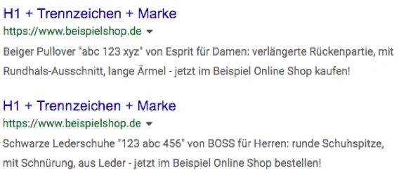 Beispiele für automatisierte Meta Descriptions