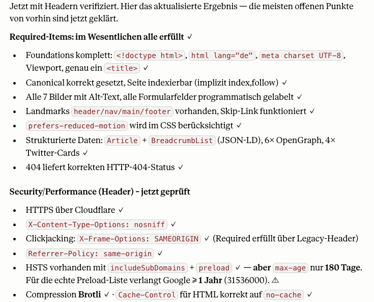 Checkliste specification.website