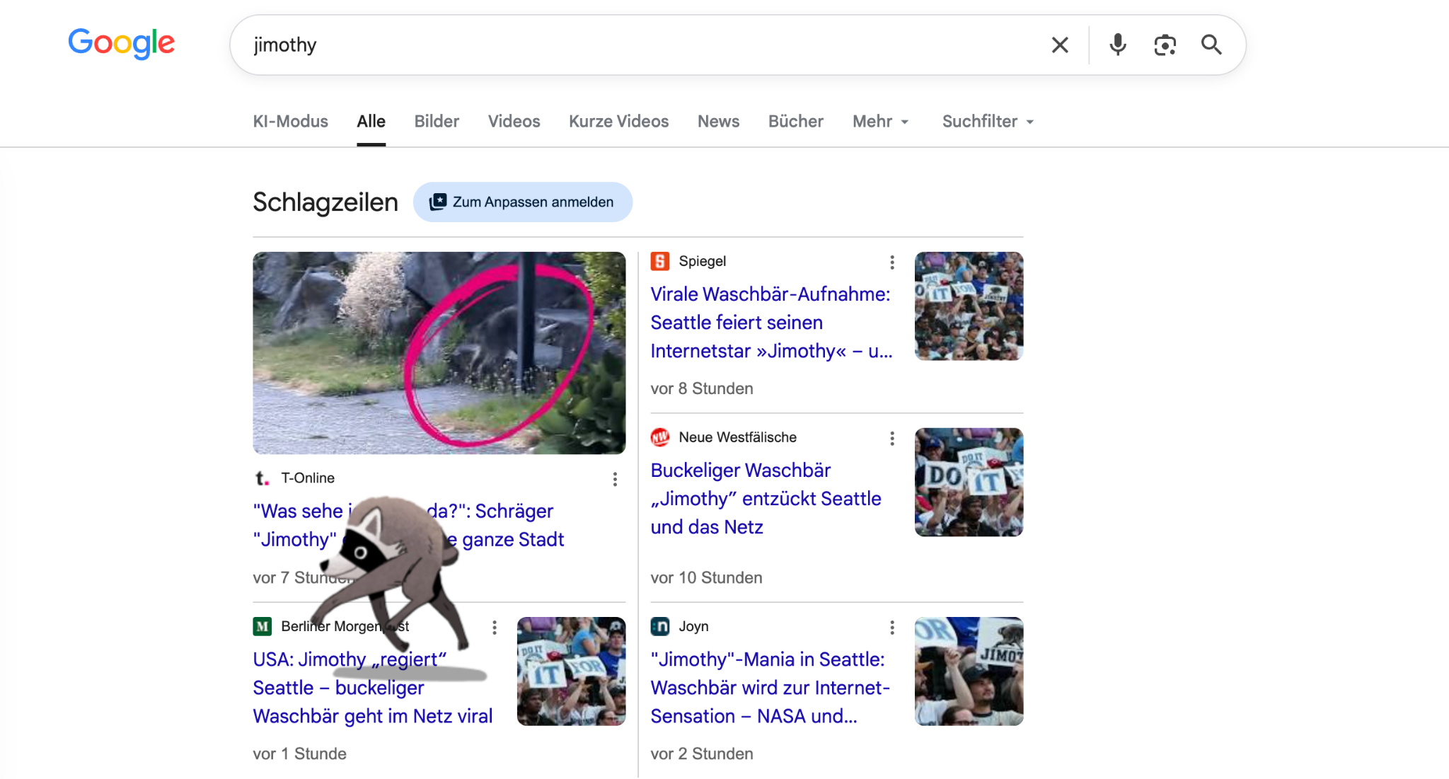 Google Screenshot zu "Jimothy"