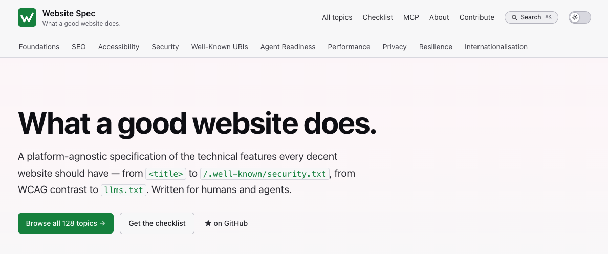 Screenshot von https://specification.website/