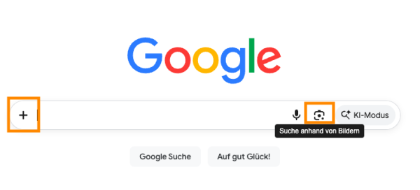 Reverse Image Search von Google: Suche anhand von Bildern durch einen Upload am Suchschlitz.