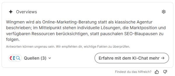 Versteckte Quellen bei der AI-Integration von Ecosia