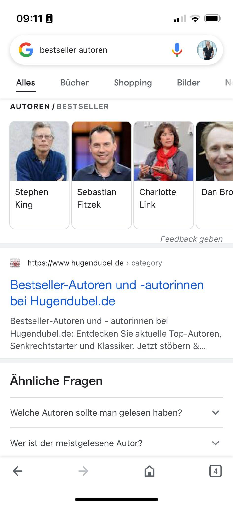 Screenshot Google-Suche nach "bestseller autoren" vom 10.10.2022
