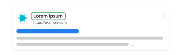 Screenshot eines Snippets mit Platzhaltertext. Das Snippet zeigt erst den Seitennamen, dann die URL, dann den Title sowie eine Description. 