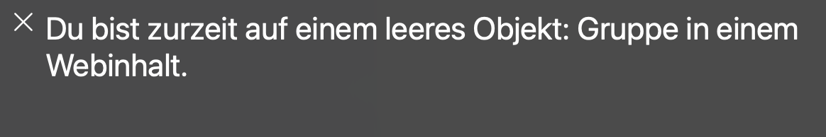 Apples Voiceover: leeres Objekt Voiceover liest vor: Du bist zurzeit auf einem leeres Objekt: Gruppe in einem Webinhalt.