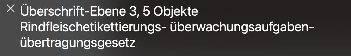 Apples Voiceover: Breaks in Headlines Voiceover liest vor: Überschrift-Ebene 3, 5 Objekte Rindfleischetikettierungs- überwachungsaufgaben- übertragungsgesetz