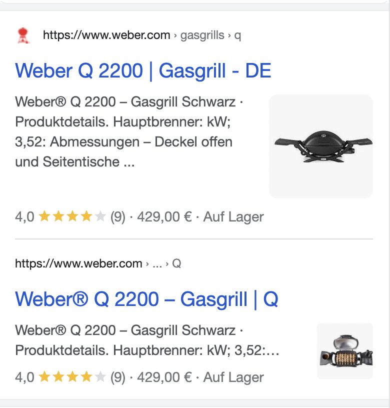 Variierende Titles bei Weber